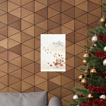 Mountain Mist Wall Art Print | Autumn Japandi Japanese Pattern Art