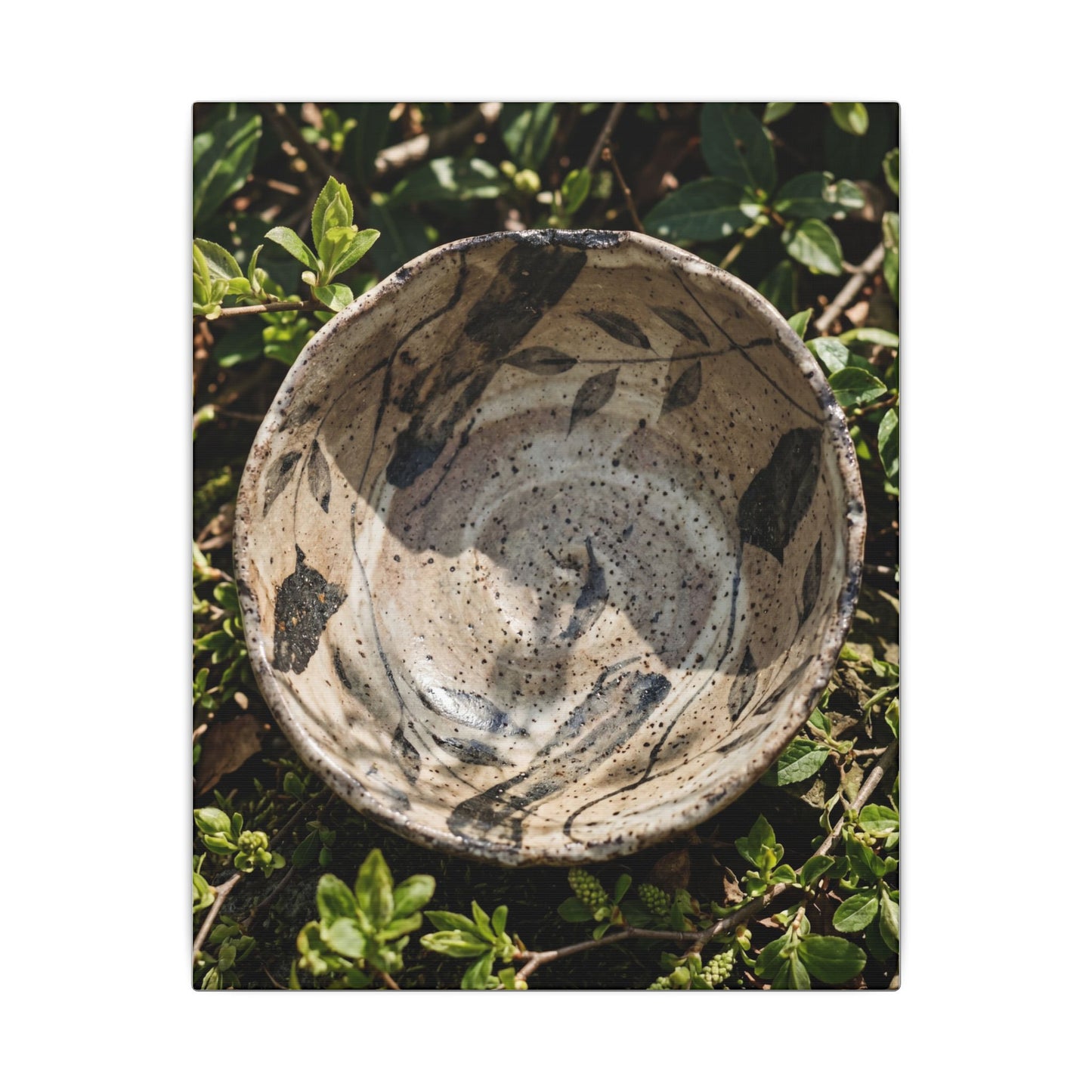 Elegant Ceramic Bowl Canvas Art - Japanese Pattern Japandi