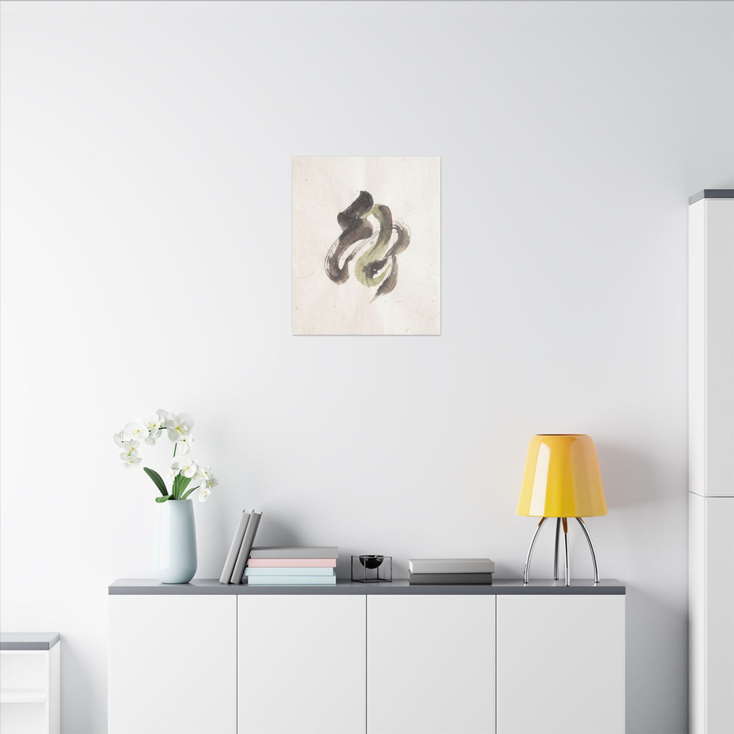 Ink Brushstroke Canvas Art | Spring Japandi Japanese Pattern Art