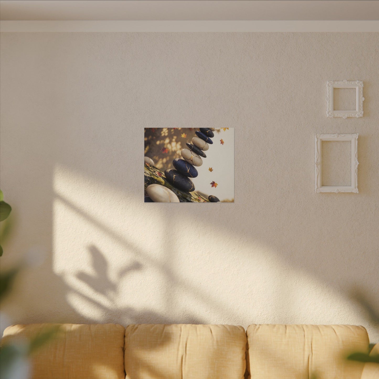 Ma River Stones Canvas Art - Kintsugi Gold Vein