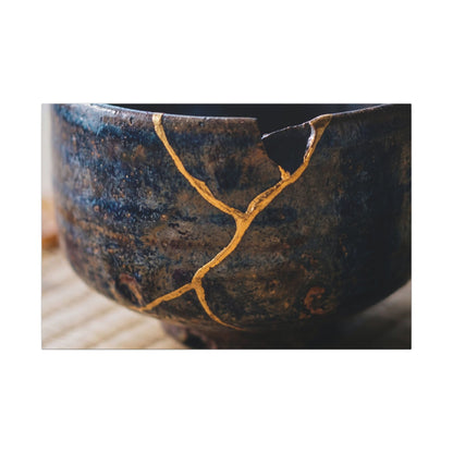 Tea Ceremony Autumn Canvas Art | Kintsugi Healing Design