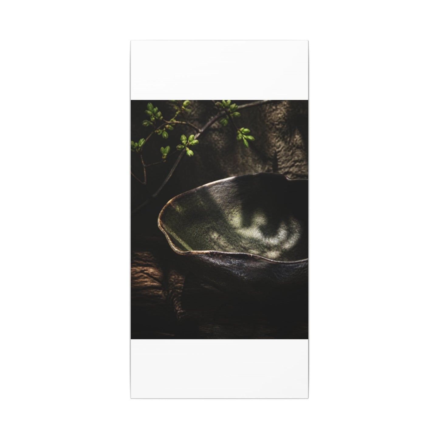 Sophisticated Ceramic Bowl Canvas Art - Dark Texture Dark Japandi