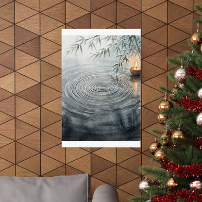 Candlelight Water Ripple Wall Art Print - Zen Mono No Aware