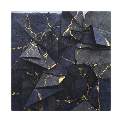 Beautiful Paper Fold Canvas Art - Crackle Gold Kintsugi