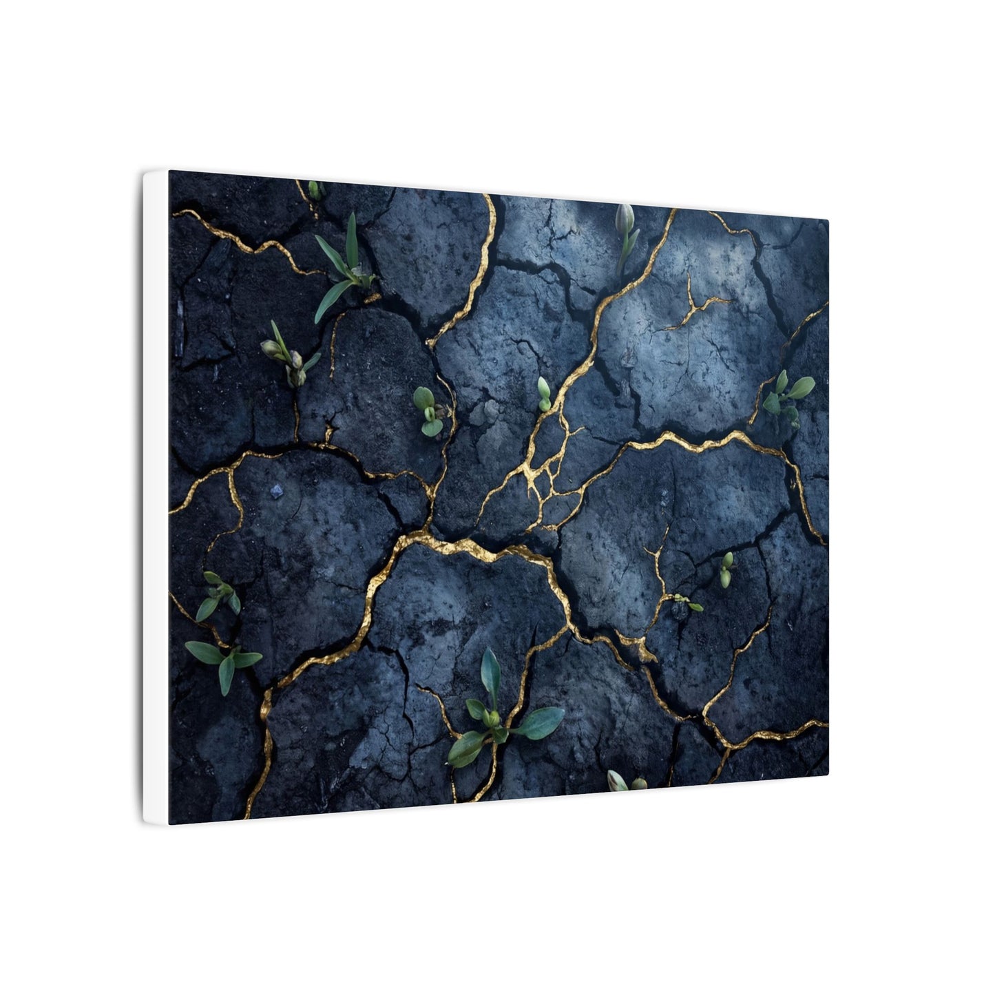 Cracked Earth Spring Canvas Art | Kintsugi Healing Design