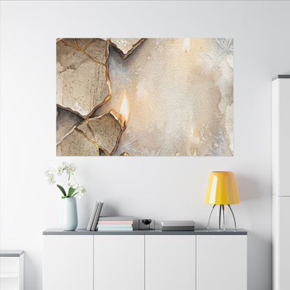 Broken Pottery Winter Canvas Art | Japandi Warm Design