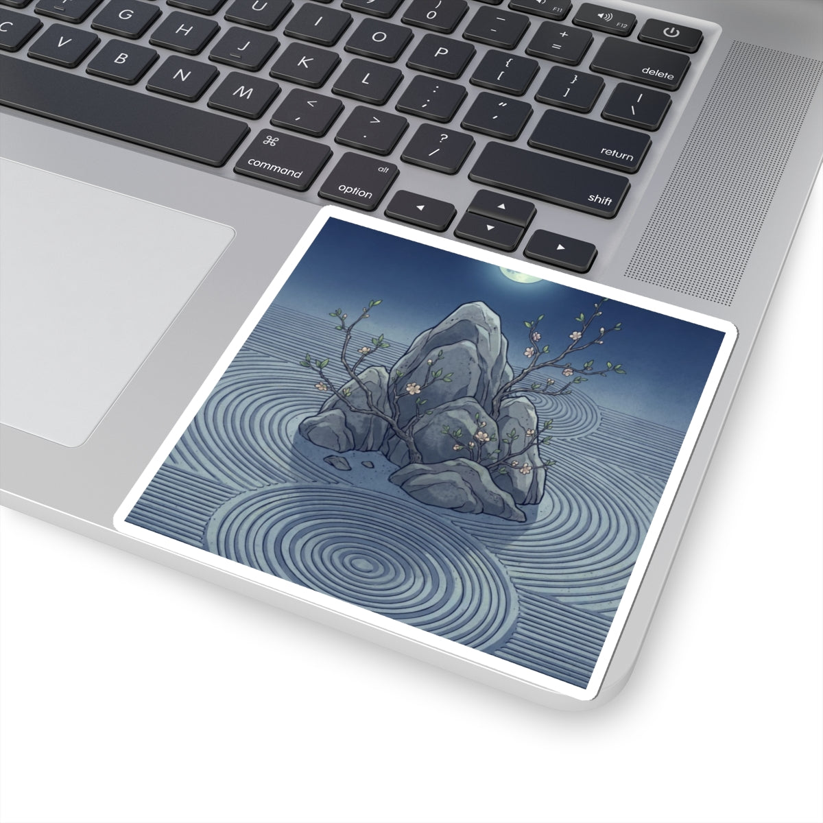 Rock Garden Ukiyo E Inspired Sticker | Contemplative Zen Art Art Print