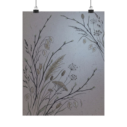 Dried Flowers Wall Art Print | Spring Japandi Japanese Pattern Art Art Print
