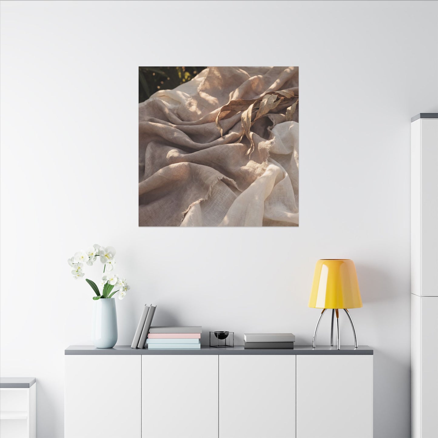 Silk Drape Summer Canvas Art | Japandi Neutral Design