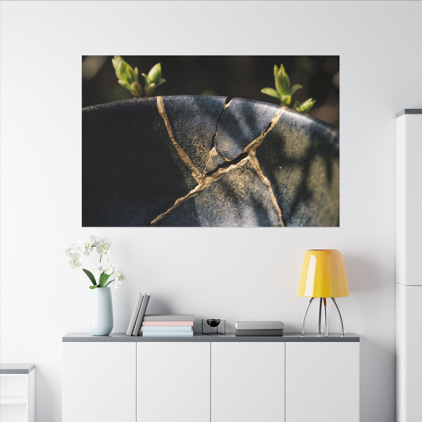 Seijaku Broken Pottery Canvas Art - Dark Japandi Shadow Zen