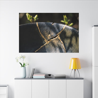 Seijaku Broken Pottery Canvas Art - Dark Japandi Shadow Zen
