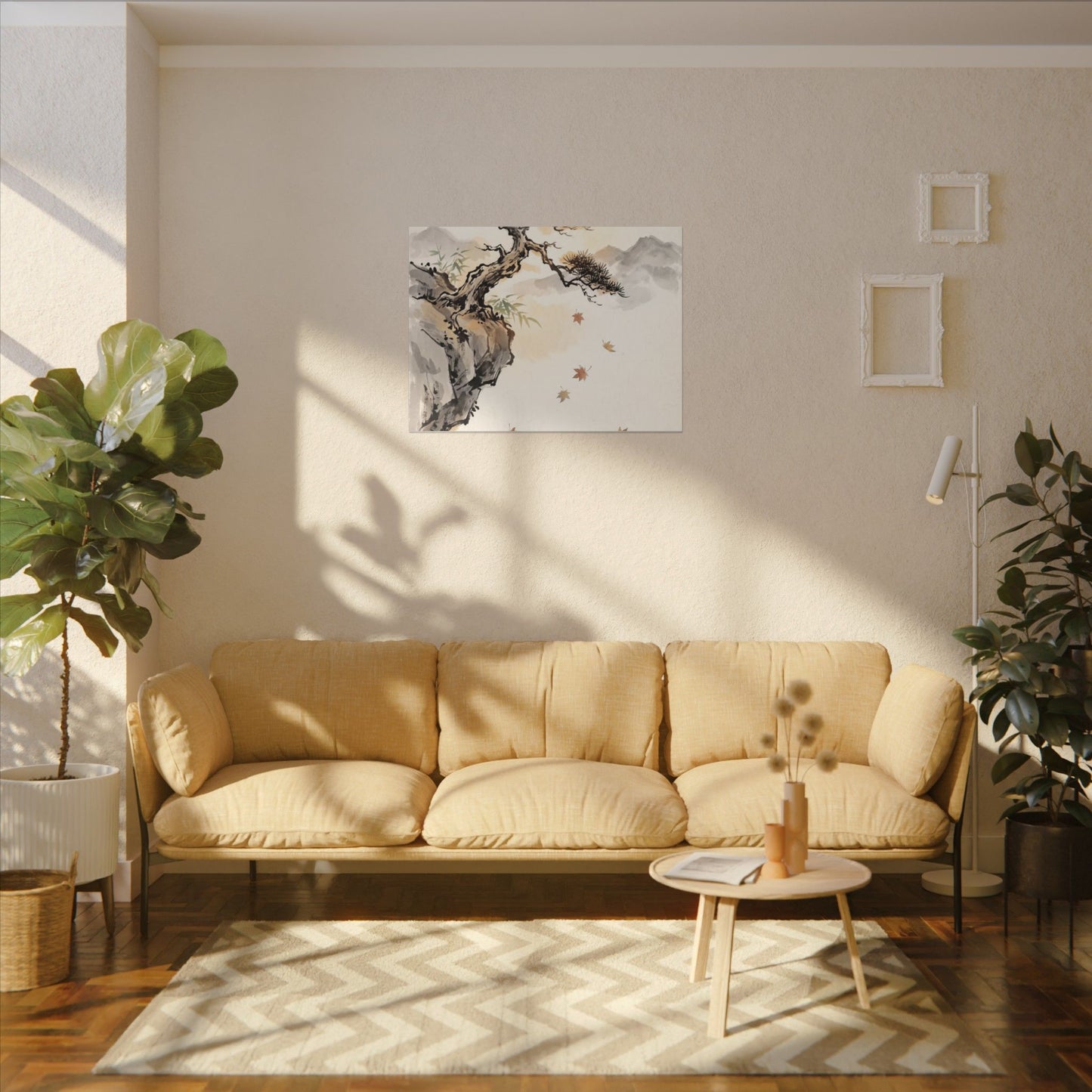 Peaceful Pine Tree Canvas Art - Sumi E Zen