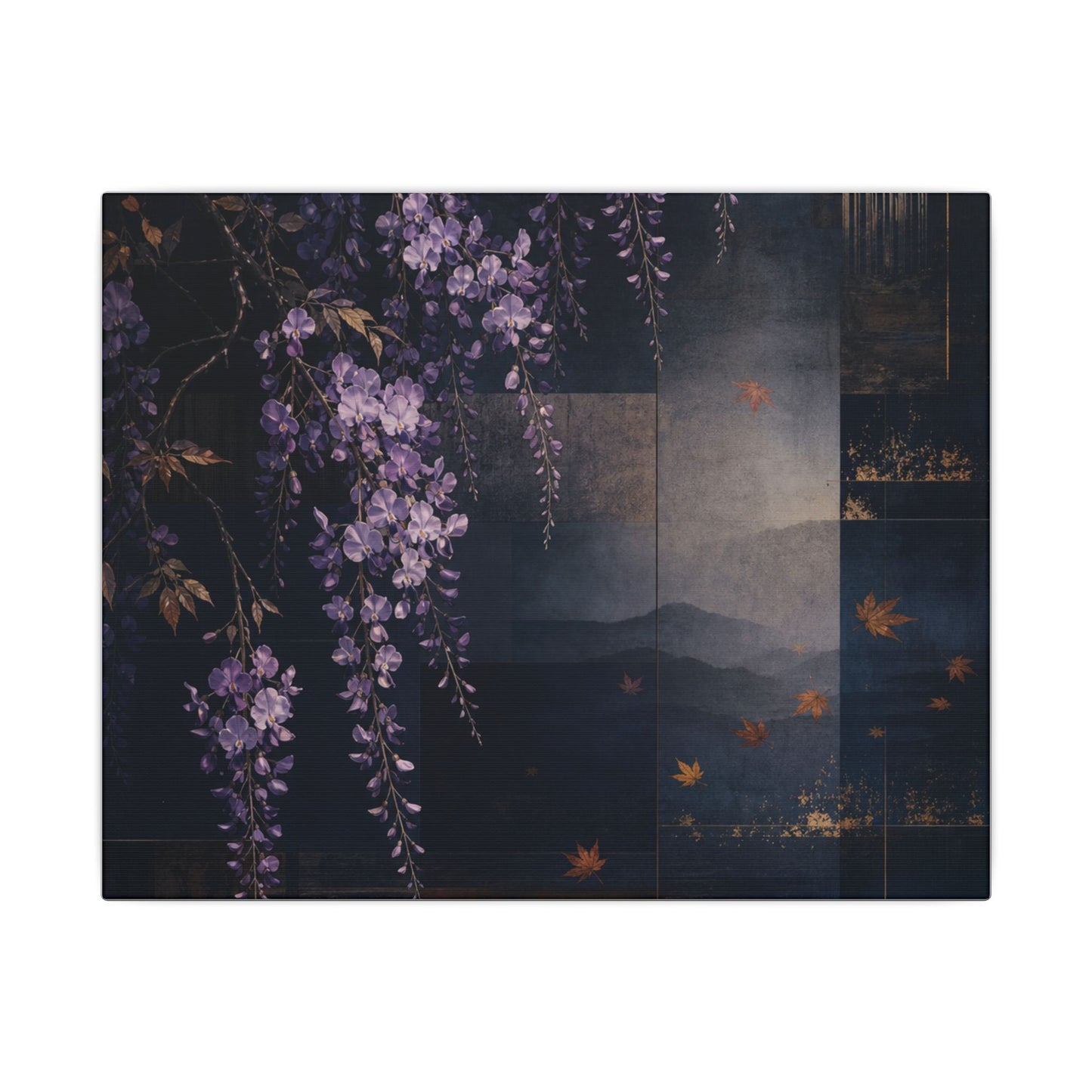 Dawn Wisteria Canvas Art - Dark Japandi Fukinsei