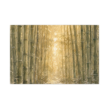 Bamboo Grove Winter Canvas Art | Japandi Elegant Design