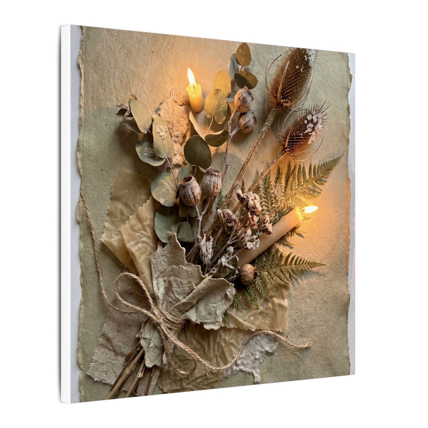 Dried Flowers Texture Canvas Art | Warm Japandi Art