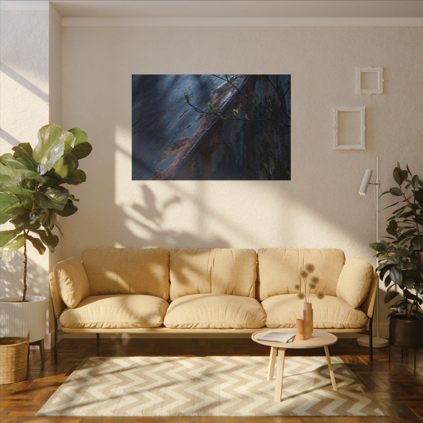 Rust Patina Canvas Art | Spring Dark Japandi Shadow Zen Art