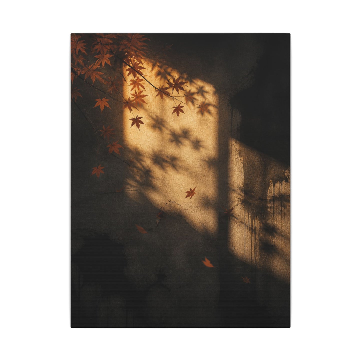 Shadow Play Canvas Art | Autumn Dark Japandi Charcoal Ink Art
