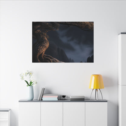 Bold Pine Tree Canvas Art - Shadow Zen Dark Japandi