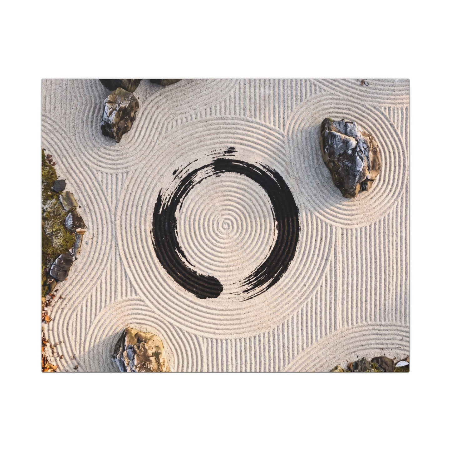Rock Garden Canvas Art | Winter Zen Enso Art