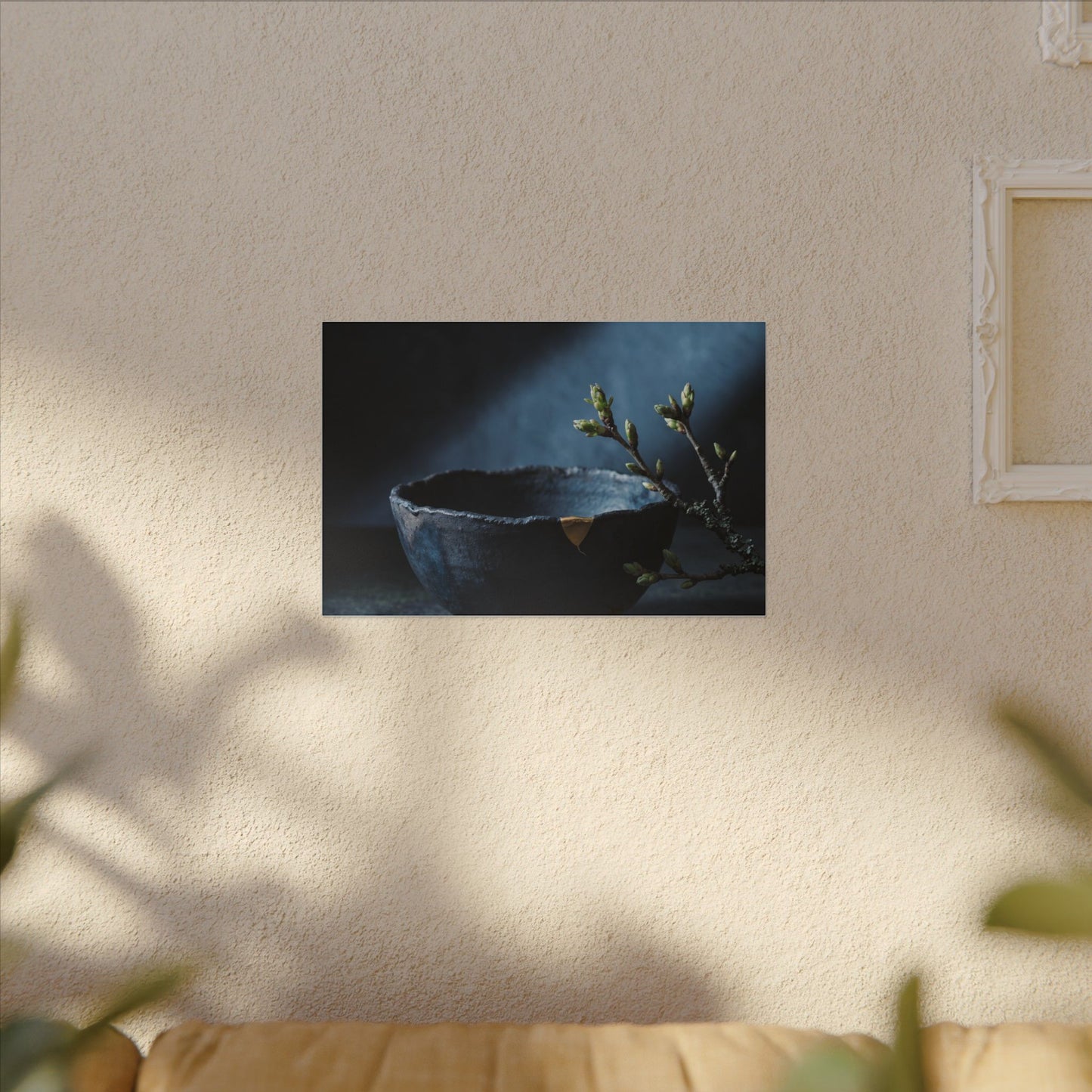 Ceramic Bowl Shadow Zen Canvas Art | Sophisticated Dark Japandi Art