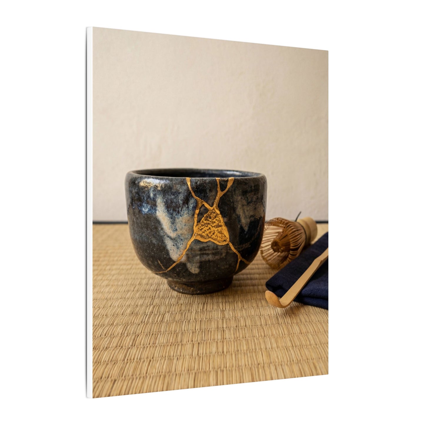 Kanso Tea Ceremony Canvas Art - Kintsugi Gold Vein