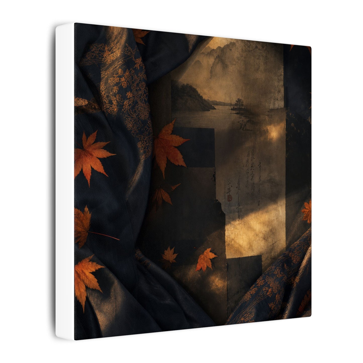 Autumn Silk Drape Shadow Zen Canvas Art | Bold Decor