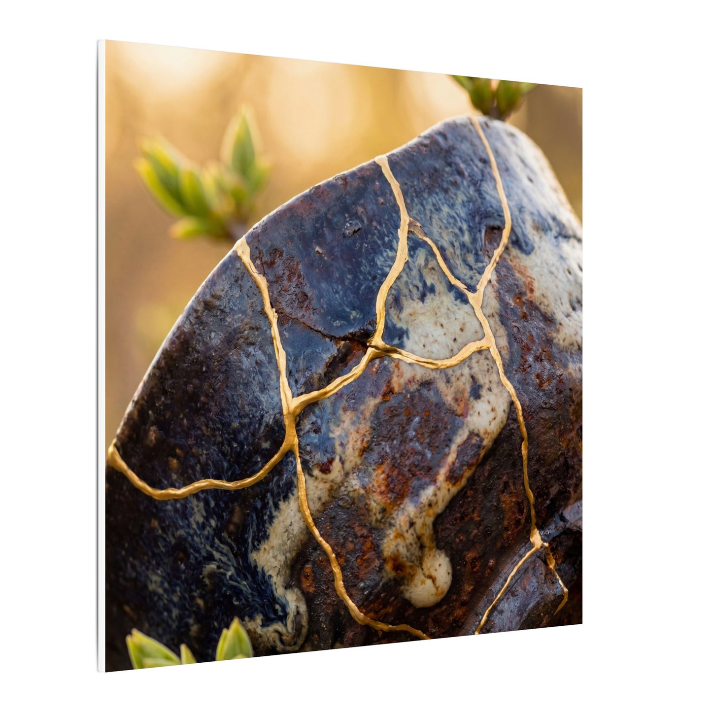 Fukinsei Rust Patina Canvas Art - Kintsugi Gold Repair