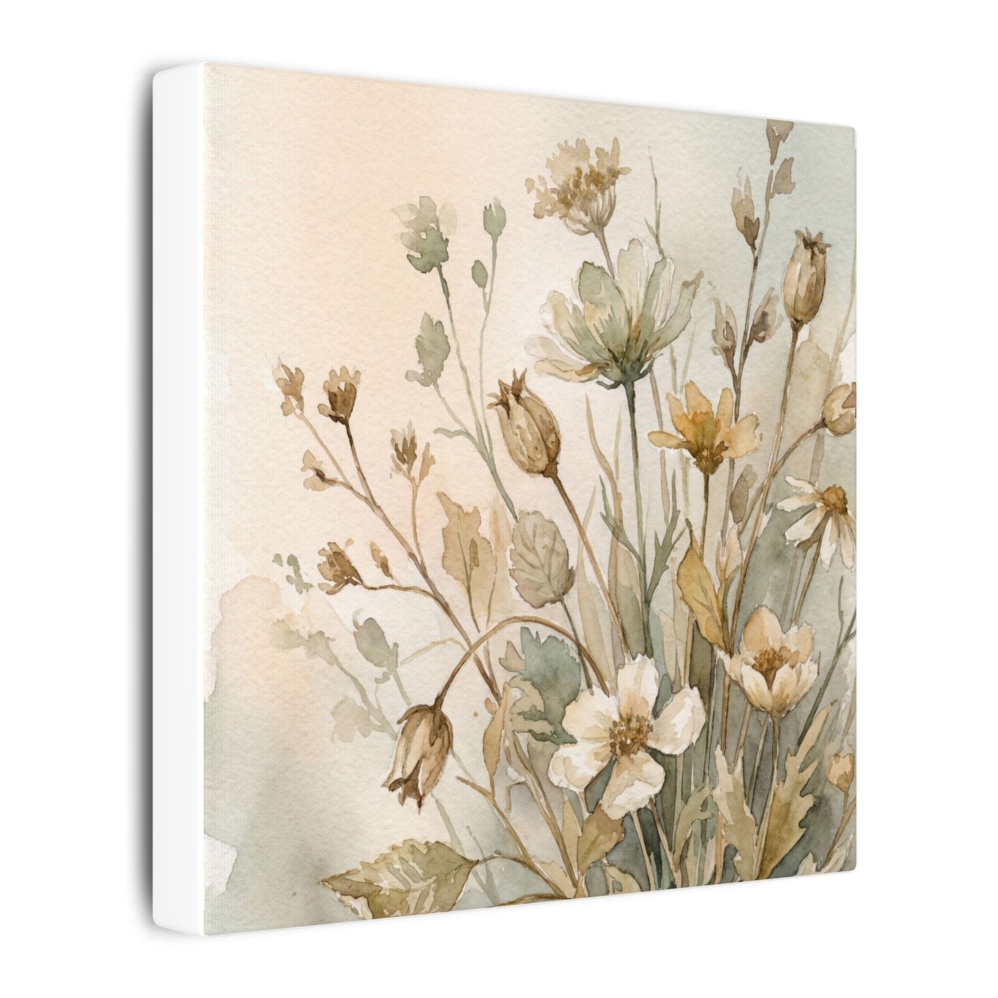 Summer Dried Flowers Watercolor Canvas Art | Elegant Decor