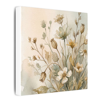 Summer Dried Flowers Watercolor Canvas Art | Elegant Decor