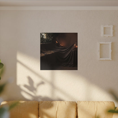 Candlelight Silk Drape Canvas Art - Dark Japandi Ma