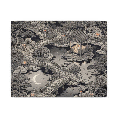 Moonlit Garden Ukiyo E Inspired Canvas Art | Serene Zen Art