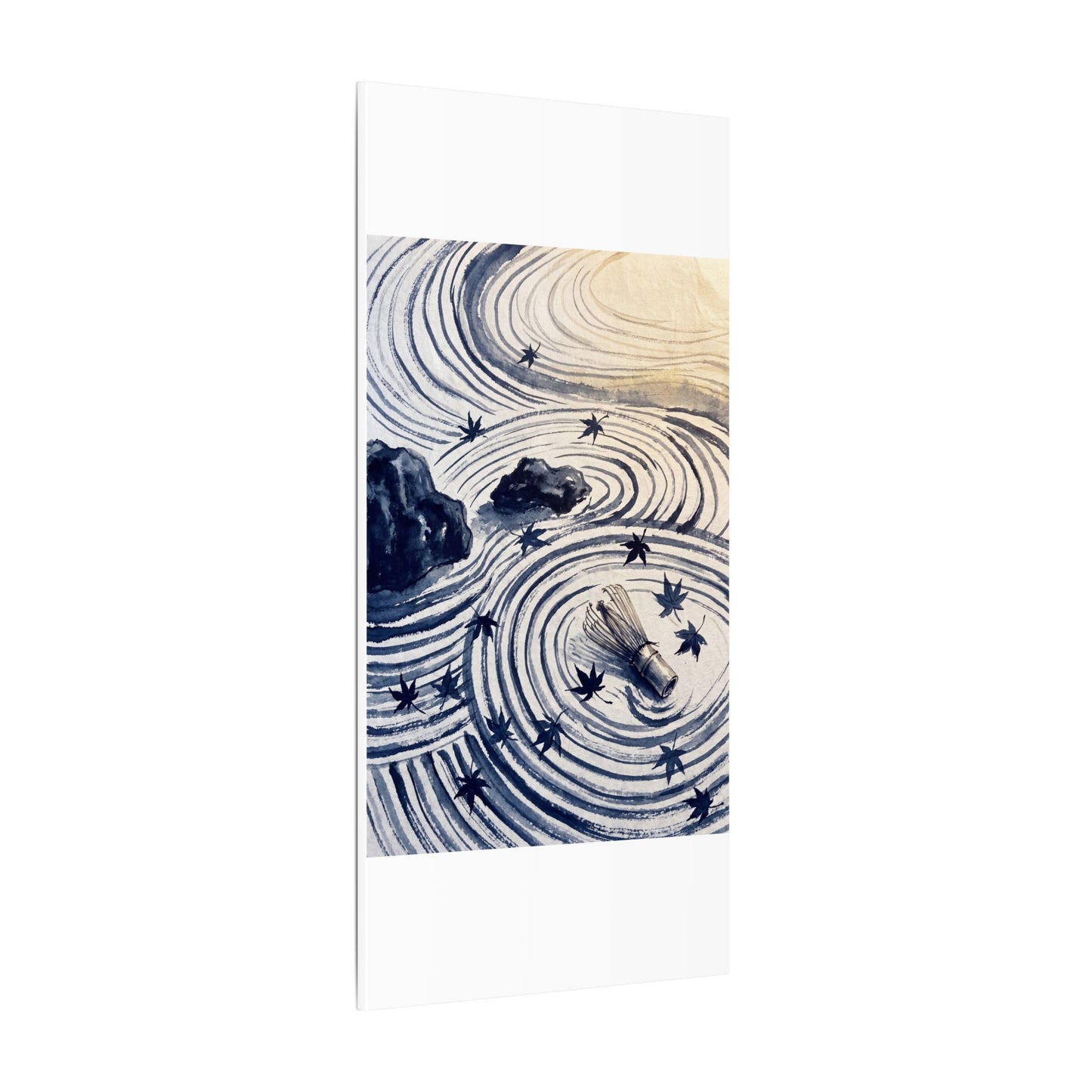 Zen Rock Garden in Golden Hour | Sumi E Canvas Art