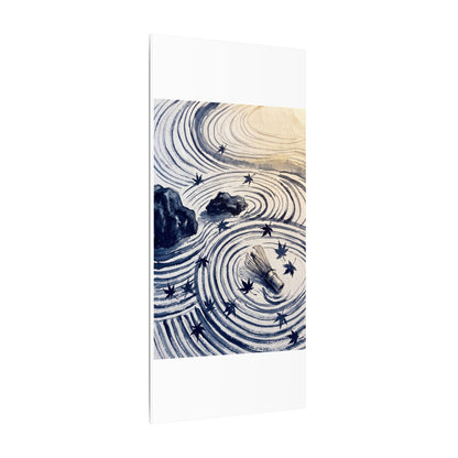 Zen Rock Garden in Golden Hour | Sumi E Canvas Art
