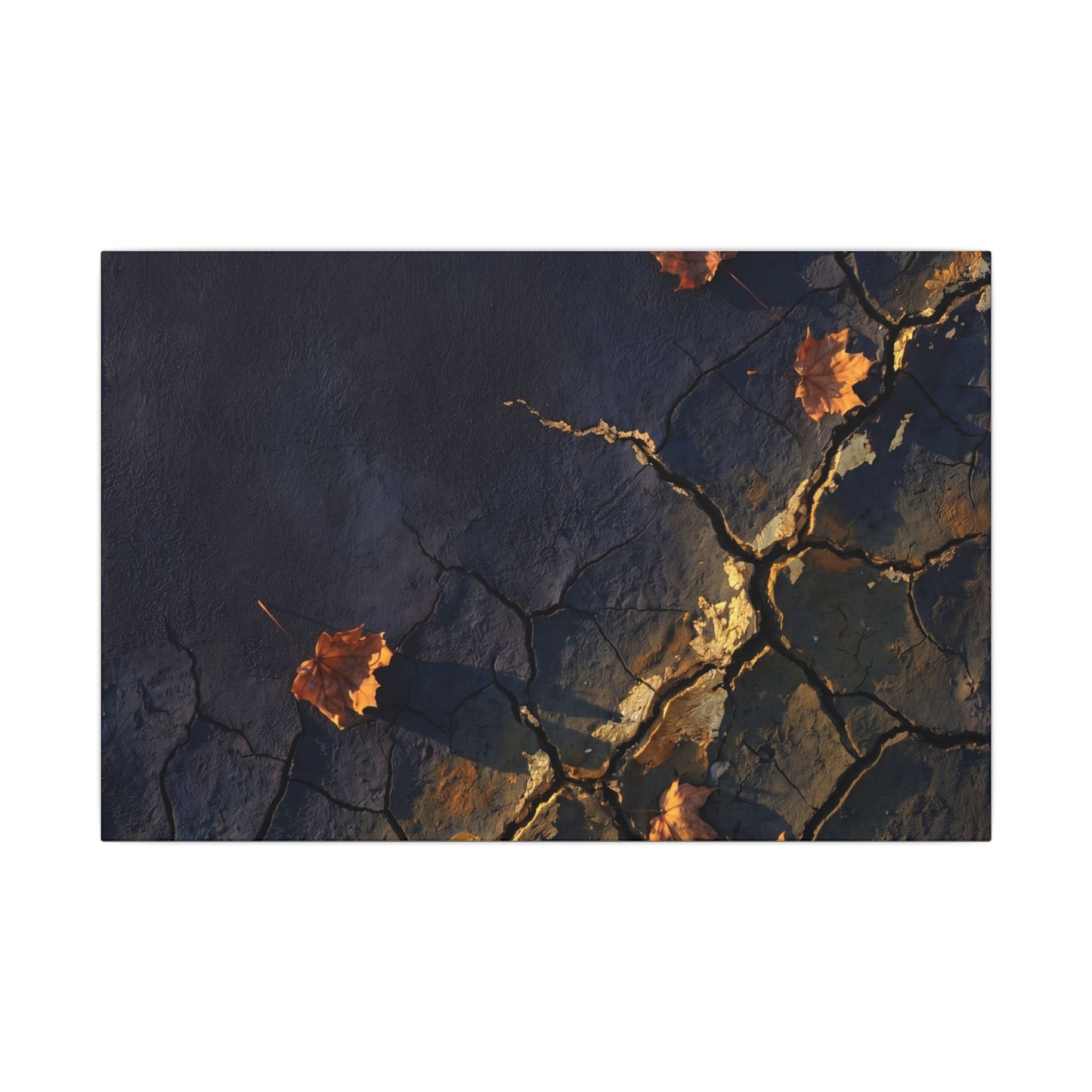 Cracked Earth Canvas Art | Autumn Dark Japandi Dark Texture Art