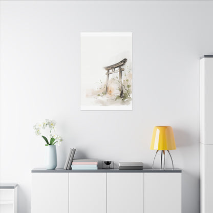 Fukinsei Torii Gate Canvas Art - Japandi Watercolor