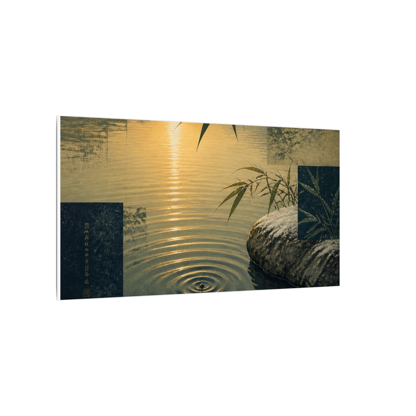 Zen Water Ripple in Golden Hour | Ukiyo E Inspired Canvas Art