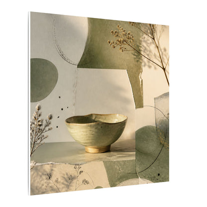 Warm Ceramic Bowl Canvas Art - Minimal Line Japandi