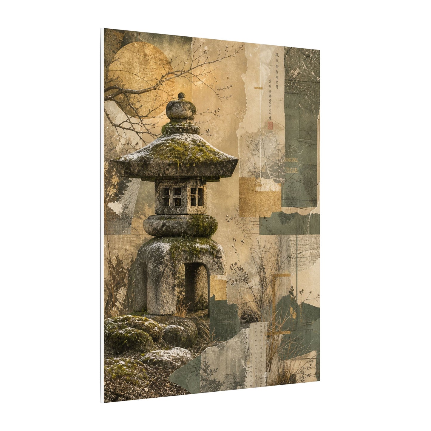 Elegant Stone Lantern Canvas Art - Texture Japandi