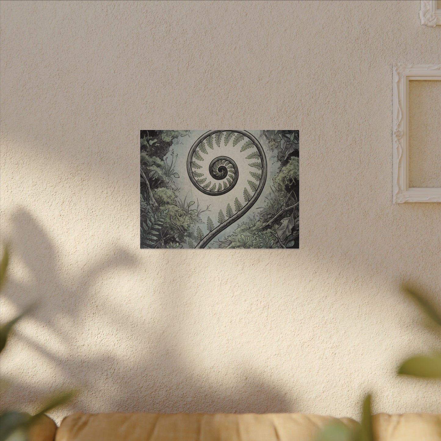 Zen Fern Unfurling in Dawn | Ukiyo E Inspired Canvas Art