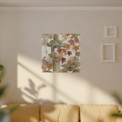 Stone Lantern Watercolor Canvas Art | Earthy Japandi Art