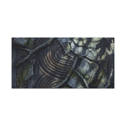 Rock Garden Canvas Art | Winter Dark Japandi Dark Texture Art