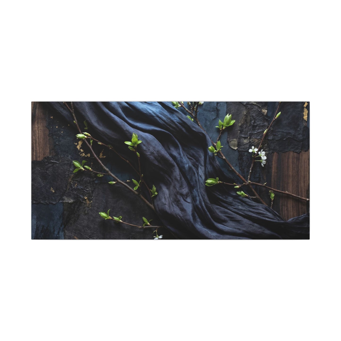 Spring Silk Drape Dark Texture Canvas Art | Atmospheric Decor