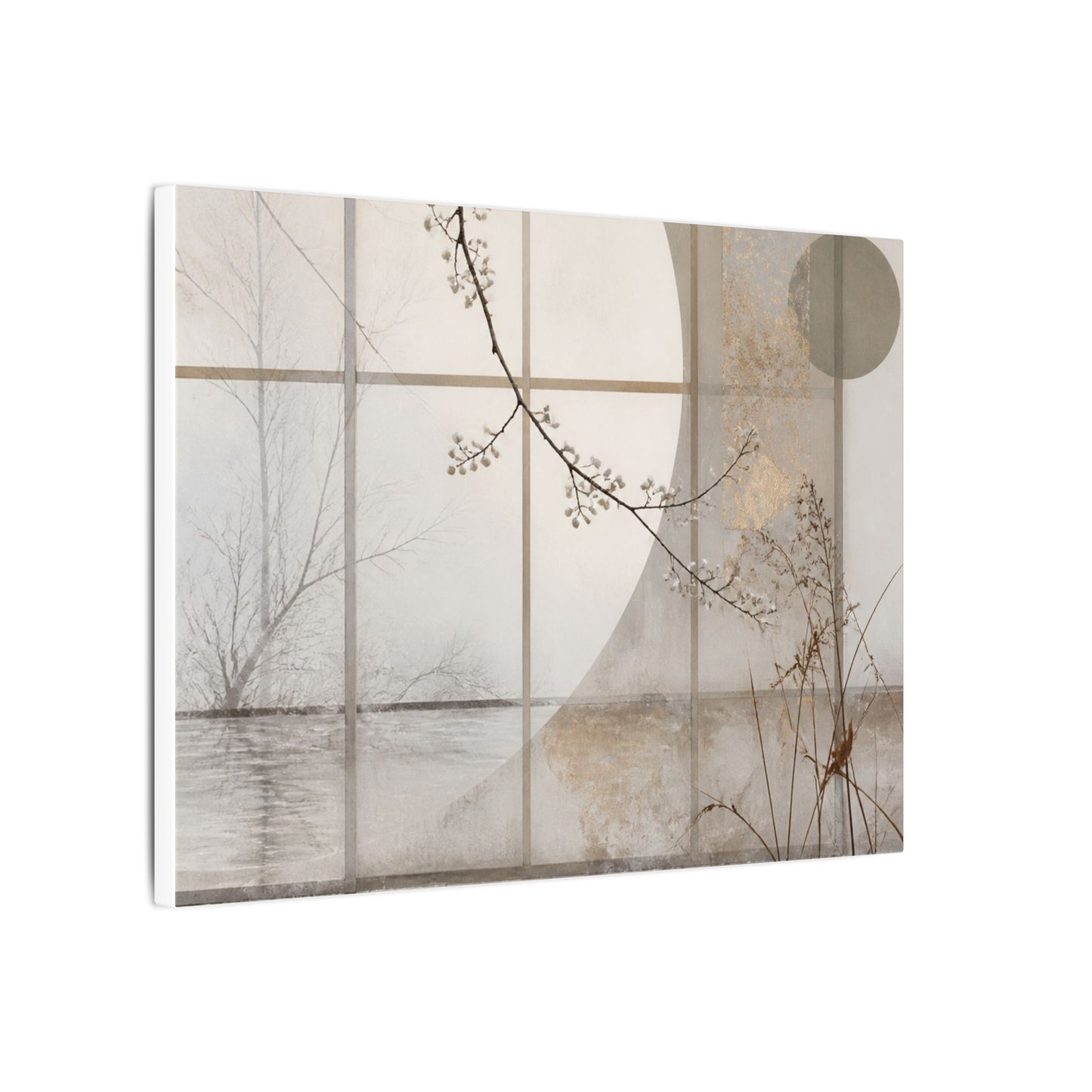 Winter Shoji Screen Japanese Pattern Canvas Art | Elegant Decor