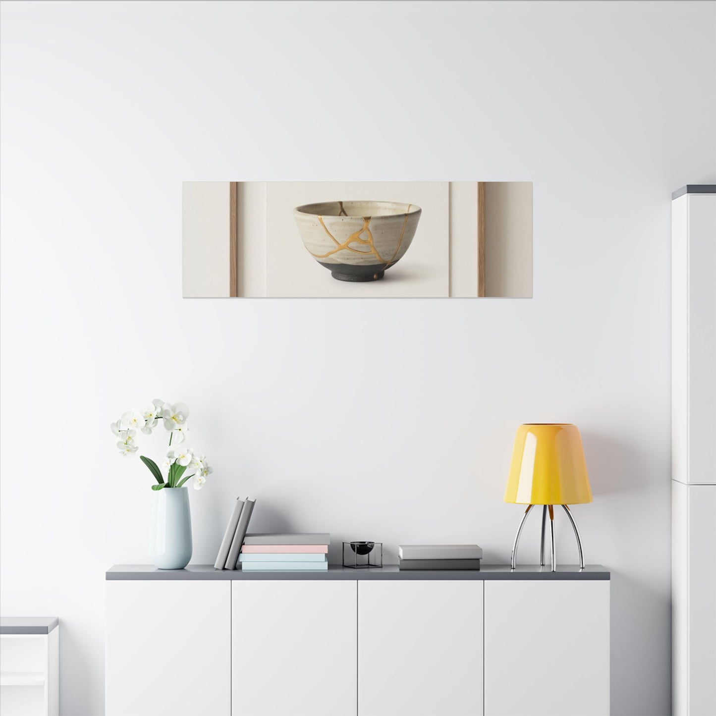 Kintsugi Charcoal Canvas Art