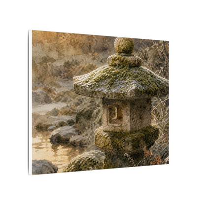 Winter Stone Lantern Watercolor Canvas Art | Earthy Decor