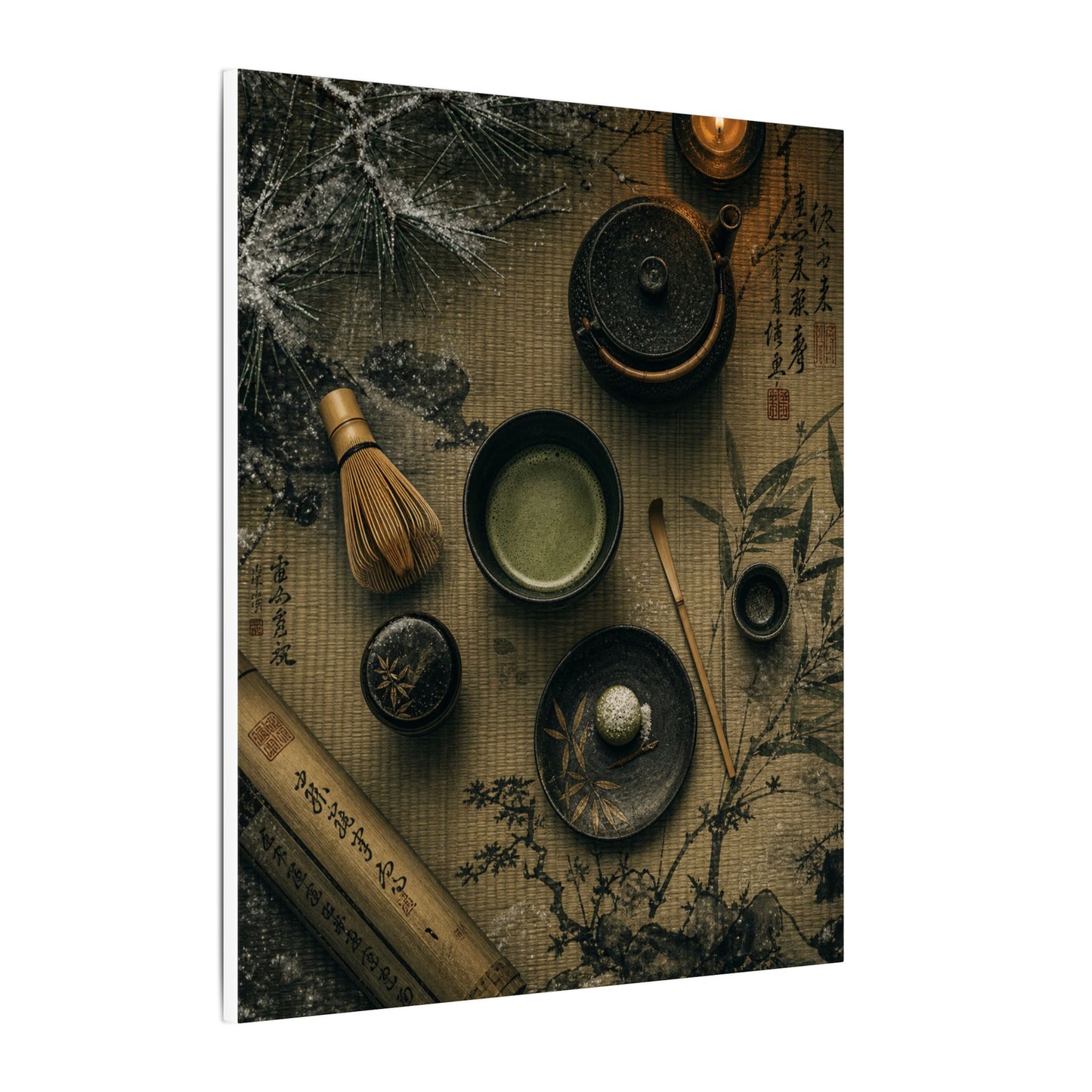 Tea Ceremony Canvas Art | Winter Zen Ukiyo E Inspired Art