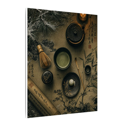 Tea Ceremony Canvas Art | Winter Zen Ukiyo E Inspired Art