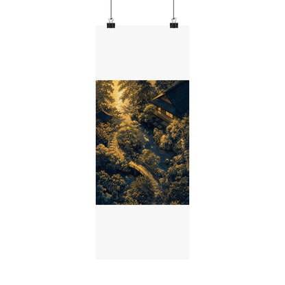 Moonlit Garden Ukiyo E Inspired Wall Art Print | Calm Zen Art