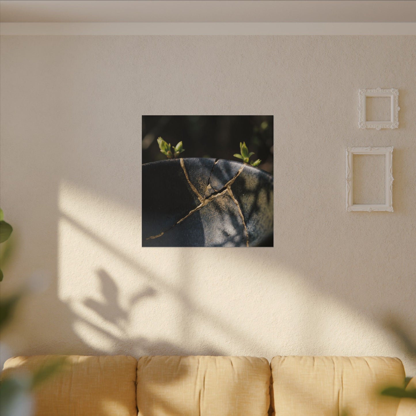 Seijaku Broken Pottery Canvas Art - Dark Japandi Shadow Zen