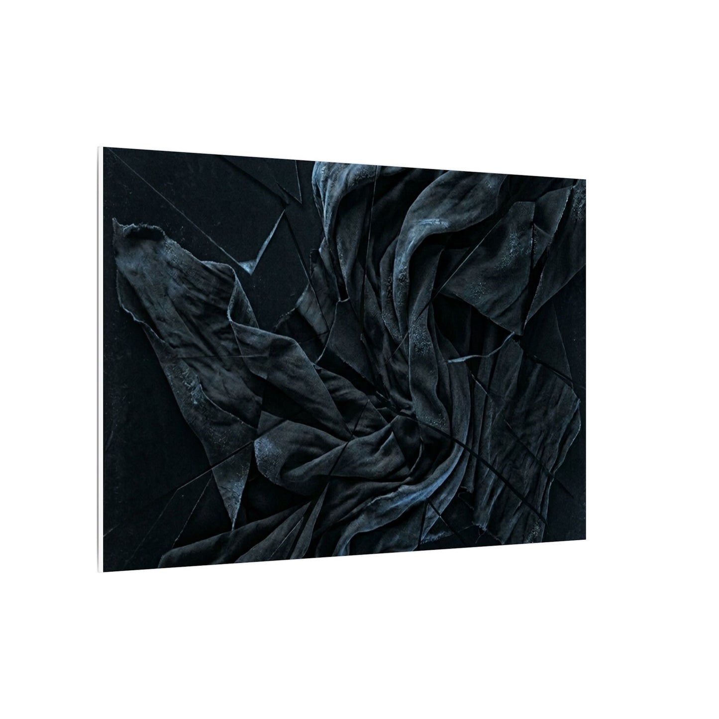 Dark Japandi Silk Drape in Moonlight | Moody Minimal Canvas Art